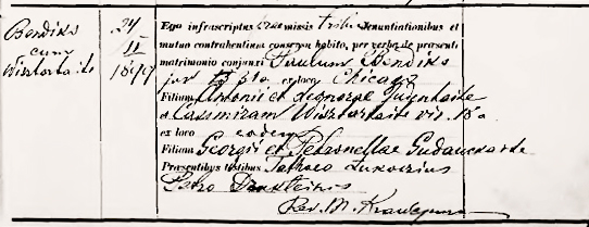Bendiko Povilo Vestuvių registracija1893-1905 ST George baznycioje01.jpg