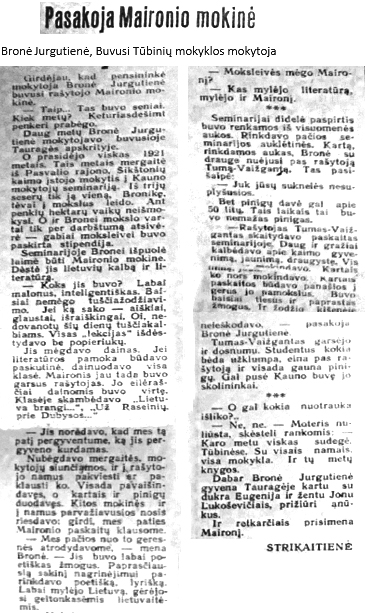 Bronė Jurgutienė, Tūbinių mokyklos mokytoja. Straipsnis1.jpg