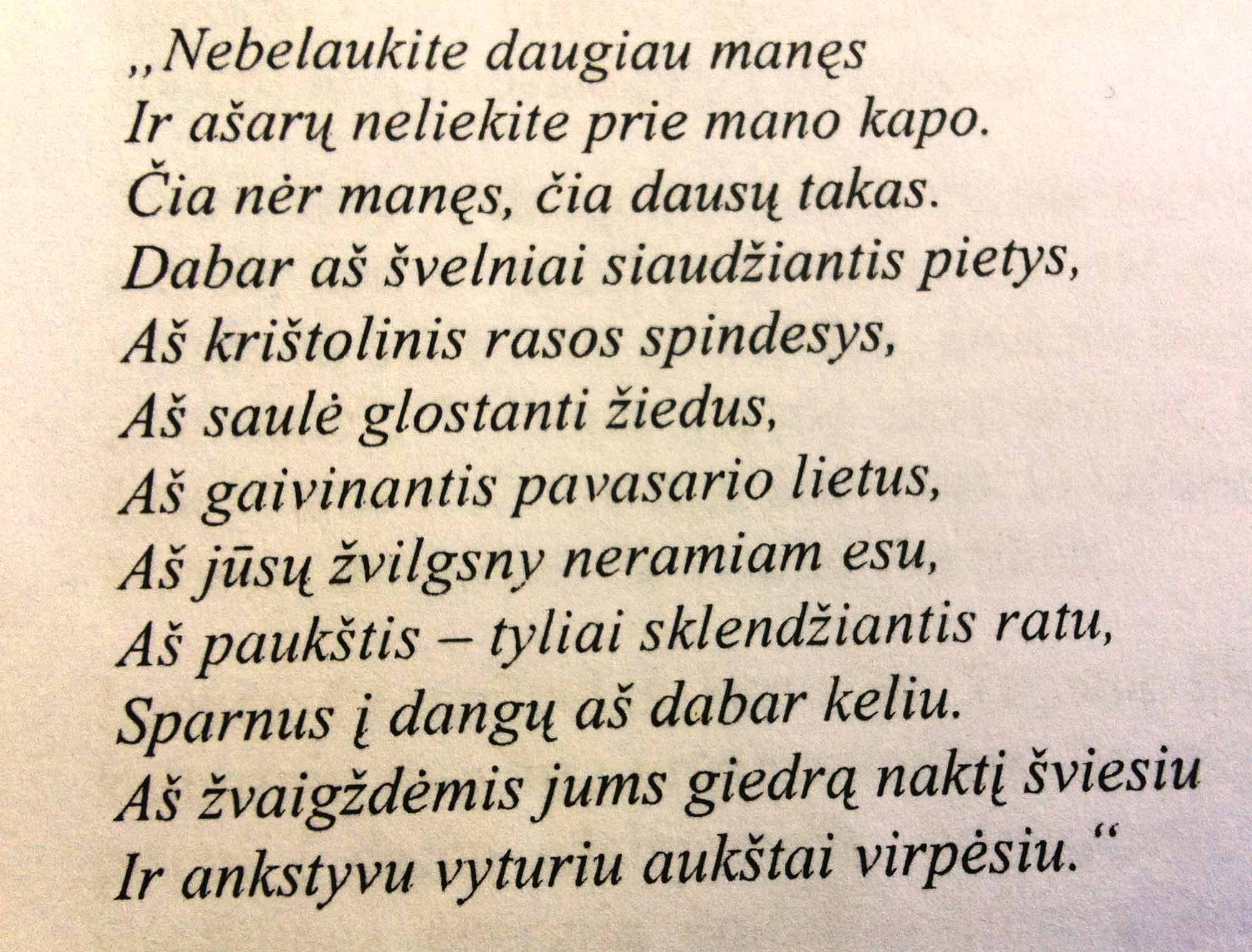 Tatjanos eilės atsisveikinimui
