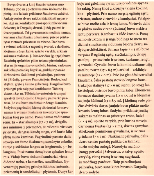 dargalių dvaro aprašas